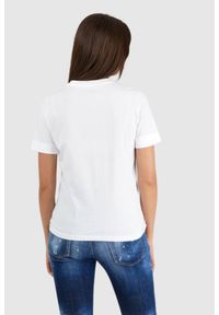 Guess - GUESS Biały t-shirt damski bawełniany z nadrukiem, Rozmiar XS. Kolor: biały. Materiał: bawełna. Długość rękawa: krótki rękaw. Wzór: nadruk
