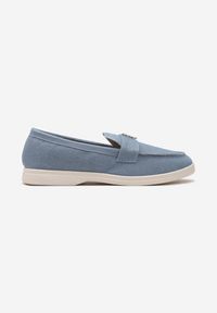 Renee - Niebieskie Mokasyny Loafersy z Minimalistyczną Klamrą Nanahla. Okazja: na co dzień. Zapięcie: klamry. Kolor: niebieski. Styl: casual, elegancki #5