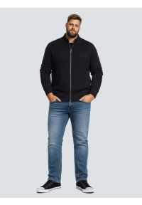 Big-Star - Sweter męski rozpinany ze stójką czarny Anton 906. Okazja: na co dzień. Typ kołnierza: kołnierzyk stójkowy. Kolor: czarny. Materiał: bawełna, dzianina. Wzór: haft, ze splotem. Styl: sportowy, klasyczny, casual, elegancki #6