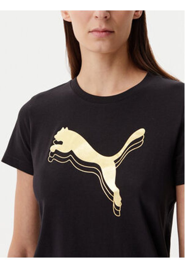 Puma T-Shirt Essentials Metallic 684995 Czarny Regular Fit. Kolor: czarny. Materiał: bawełna