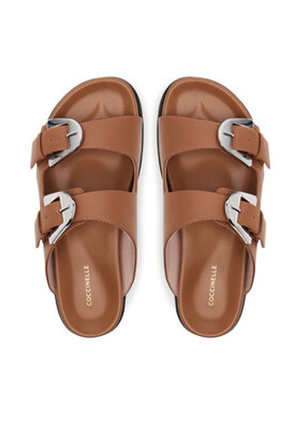 Coccinelle Klapki E4 SOF 17 02 01 Brązowy. Kolor: brązowy. Materiał: skóra