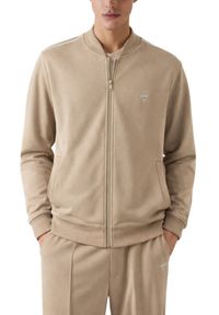 Guess - GUESS Beżowa męska bluza rozpinana Truck Interlock, Rozmiar XL. Kolor: beżowy. Materiał: materiał #2