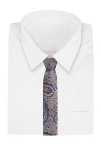 Alties - Klasyczny Męski Krawat - ALTIES - Orientalny Wzór, Pomarańczowe Akcenty. Kolor: niebieski. Materiał: tkanina. Styl: klasyczny #2