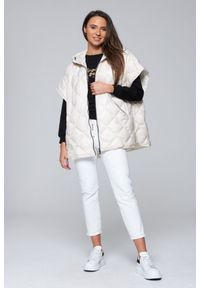 Hetrego - HETREGO Kremowy damski puchowy bezrękawnik Ginger z kapturem, Rozmiar S. Typ kołnierza: kaptur. Kolor: biały. Materiał: puch. Długość rękawa: bez rękawów #4