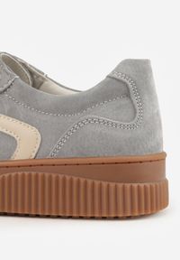 Renee - Ciemnoszare Sneakersy Retro Tenisówki z Naturalnego Zamszu ze Skórzaną Wkładką Beralene. Kolor: szary. Materiał: zamsz, skóra #9