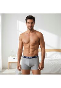 Bawełniane, Klasyczne Bokserki Męskie - Pako Jeans - Popielate. Kolor: szary. Materiał: elastan, bawełna #2