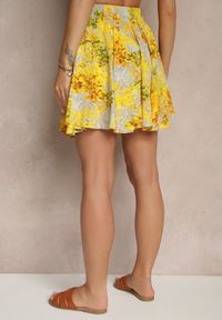 Renee - Żółte Spódnico-Szorty High Waist w Kwiaty Sunevra. Okazja: na co dzień. Stan: podwyższony. Kolor: żółty. Wzór: kwiaty. Sezon: lato. Styl: klasyczny, casual, elegancki #5