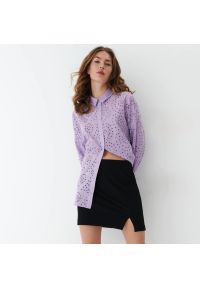 Mohito - Bawełniana koszula oversize - Fioletowy. Kolor: fioletowy. Materiał: bawełna
