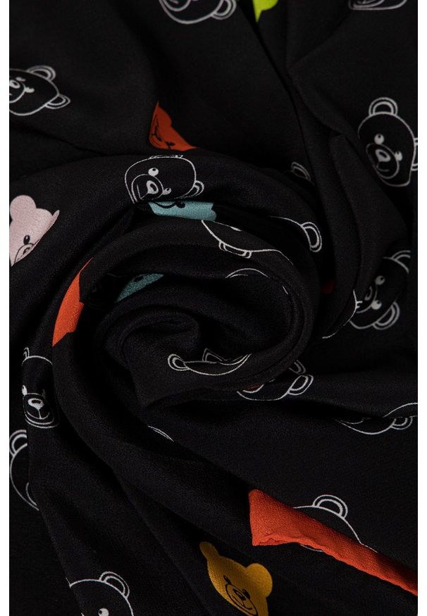 MOSCHINO - Moschino Apaszka jedwabna kolor czarny wzorzysta. Kolor: czarny. Materiał: jedwab