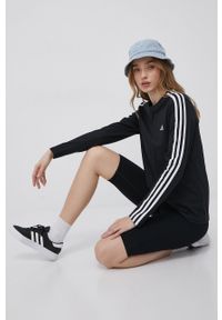 Adidas - adidas longsleeve bawełniany HF7261 kolor czarny. Okazja: na co dzień. Kolor: czarny. Materiał: bawełna. Długość rękawa: długi rękaw. Styl: casual #1