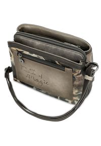 Szara Stylowa Listonoszka Damska Anekke Trzy Komory. Kolor: szary. Wzór: napisy. Dodatki: z breloczkiem. Styl: elegancki. Rodzaj torebki: na ramię #8