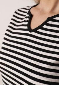 Born2be - Czarno-Beżowa Rozkloszowana Sukienka z Bawełny Imitująca Bluzkę w Paski i Spódnicę Chathusa. Okazja: na co dzień. Kolor: czarny. Materiał: bawełna. Wzór: paski. Sezon: lato. Typ sukienki: rozkloszowane, proste. Styl: casual, klasyczny #3