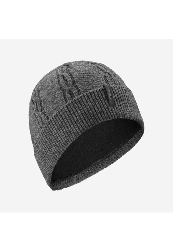 WEDZE - Czapka narciarska dla dorosłych Wedze Torsade 900. Kolor: szary. Materiał: poliester, wełna, materiał, akryl, elastan. Sezon: zima. Styl: sportowy