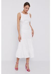 BARDOT - Bardot Sukienka kolor biały maxi rozkloszowana. Kolor: biały. Materiał: tkanina. Typ sukienki: rozkloszowane. Długość: maxi #3