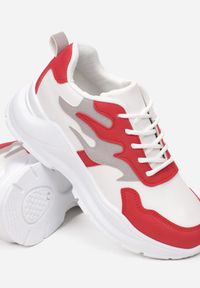 Renee - Bialo-Czerwone Sneakersy Reighley. Kolor: biały #4
