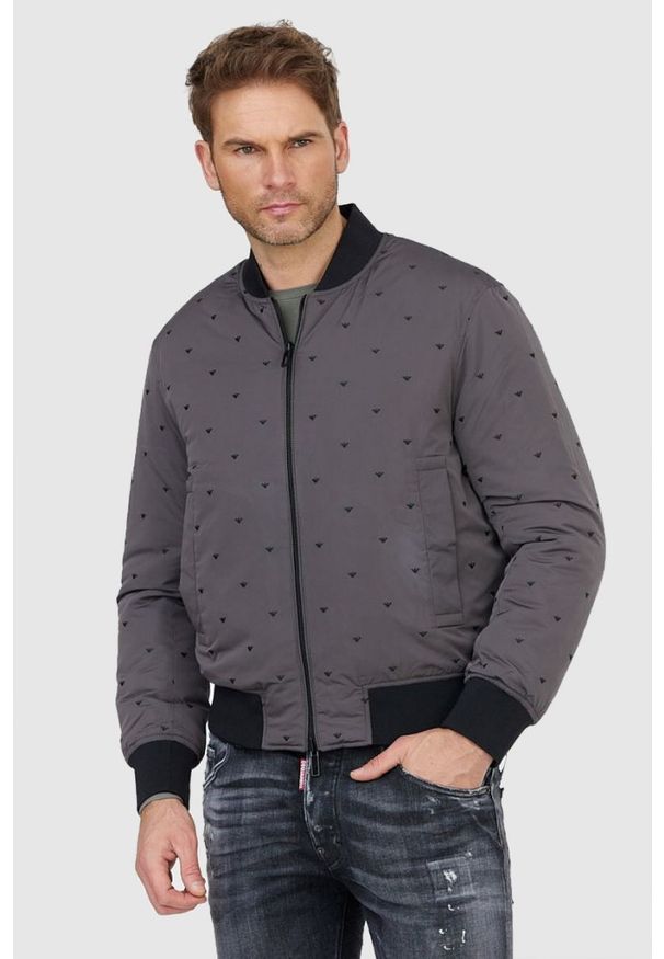 Emporio Armani - EMPORIO ARMANI Dwustronna kurtka męska w logo, Rozmiar 50. Kolor: czarny
