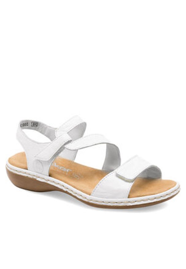 Rieker Sandały 659C7-80 Biały. Kolor: biały. Materiał: zamsz, skóra