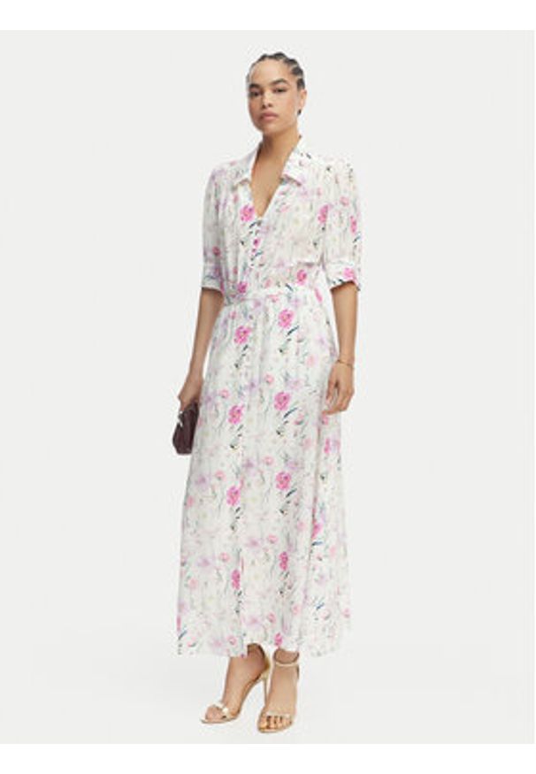 Luisa Spagnoli Sukienka koszulowa Pietanza 543224 Kremowy Regular Fit. Kolor: kremowy. Materiał: jedwab. Typ sukienki: koszulowe