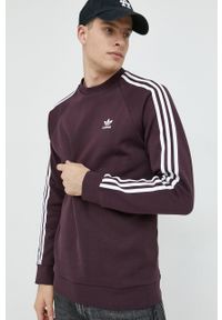 adidas Originals bluza męska kolor fioletowy z aplikacją. Okazja: na co dzień. Kolor: fioletowy. Materiał: bawełna, poliester. Długość rękawa: raglanowy rękaw. Wzór: aplikacja. Styl: casual #1