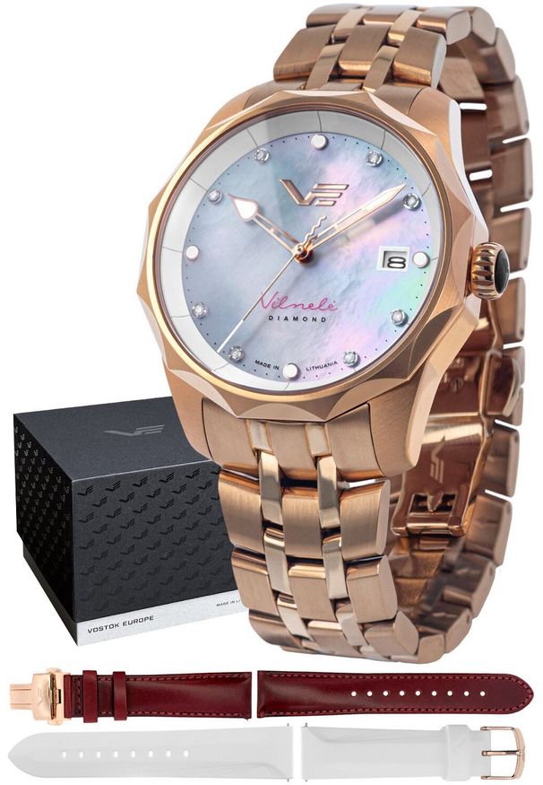 Zegarek damski Vostok Europe VS42-125B754B różowe złoto. Kolor: różowy, złoty, wielokolorowy