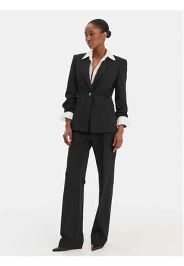 Hugo - HUGO Marynarka Abire 50565362 Czarny Slim Fit. Kolor: czarny. Materiał: syntetyk