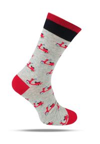 His Story - Tematyczne Skarpetki Bawełniane - Skutery na Popielatym Tle. Kolor: szary. Materiał: elastan, bawełna, poliamid #1