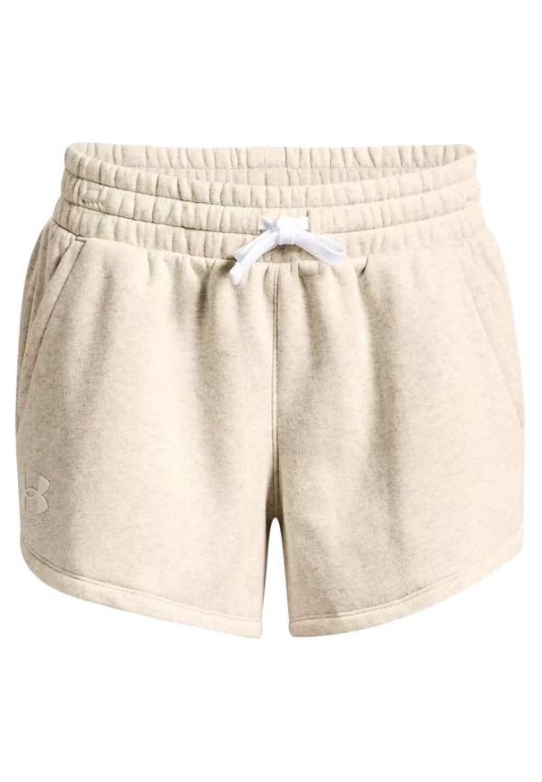 Spodnie treningowe damskie Under Armour Rival Fleece. Kolor: beżowy. Długość: krótkie. Sport: fitness