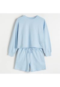 Reserved - Bawełniana piżama - Niebieski. Kolor: niebieski. Materiał: bawełna #1