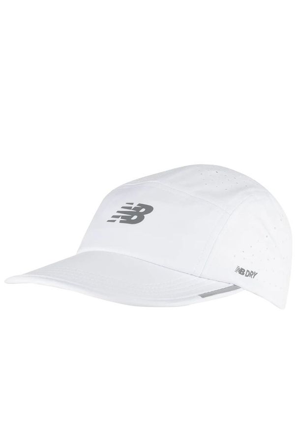 Czapka z daszkiem New Balance LAH41001WT - biała. Kolor: biały. Materiał: poliester. Wzór: aplikacja