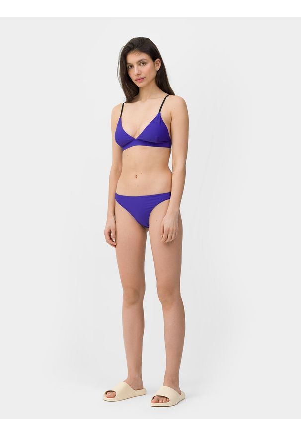 4f - 4F Dół od bikini damski S. Kolor: fioletowy. Materiał: dzianina, materiał, włókno. Wzór: gładki