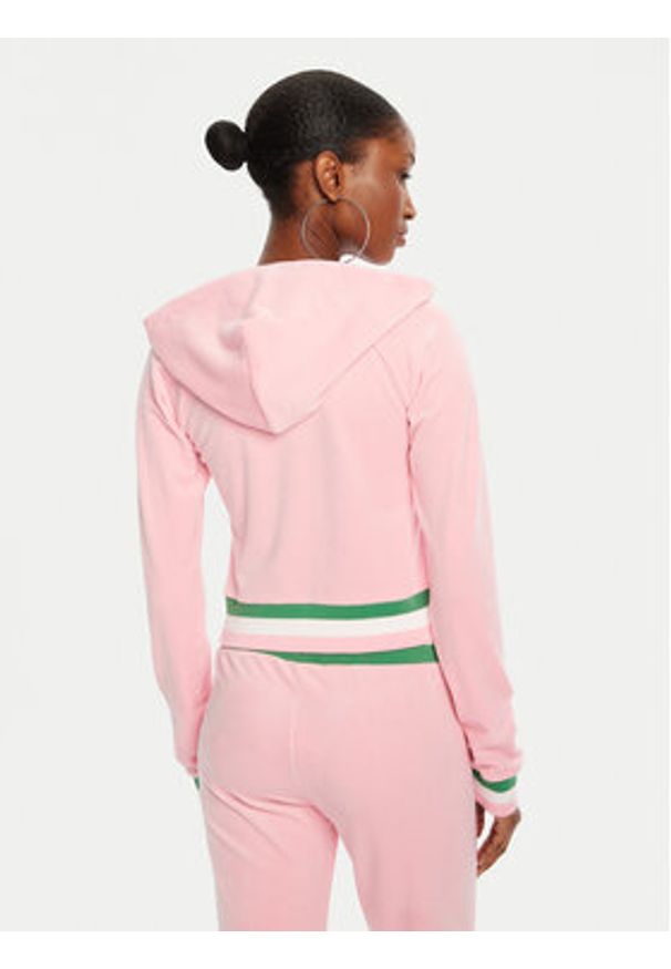 Juicy Couture Bluza Velour Crop JCWAS225351 Różowy Regular Fit. Kolor: różowy. Materiał: welur, syntetyk