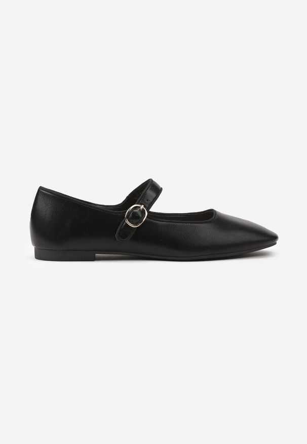Born2be - Czarne Balerinki Vices ze Skórzaną Wkładką i Paskiem Vikiseme. Okazja: na co dzień. Zapięcie: pasek. Kolor: czarny. Materiał: skóra. Styl: elegancki, casual