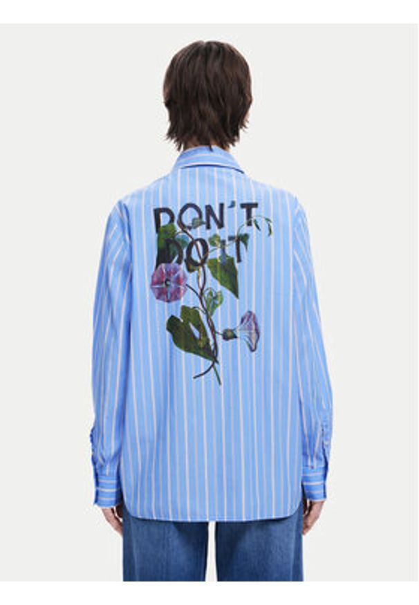 Desigual Koszula Dont Do It 25SWCW16 Niebieski Loose Fit. Kolor: niebieski. Materiał: bawełna