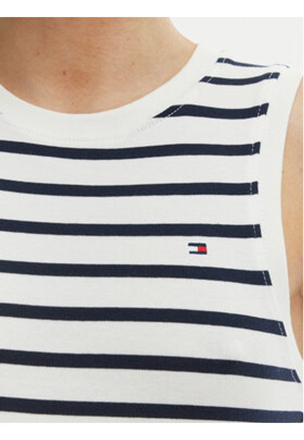 TOMMY HILFIGER - Tommy Hilfiger Top WW0WW47806 Écru Slim Fit. Kolor: kremowy. Materiał: bawełna