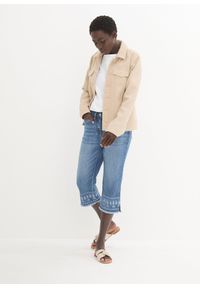 bonprix - Dżinsy rybaczki z haftem. Kolor: niebieski. Wzór: haft #3