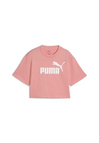 Puma - Młodzieżowa koszulka ESS z logo No. 1 o krótkiej długości PUMA Pink Fruit. Kolor: różowy. Materiał: prążkowany. Długość: krótkie
