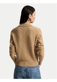 Polo Ralph Lauren Sweter 211972132002 Brązowy jasny Regular Fit. Typ kołnierza: polo. Kolor: brązowy. Materiał: wełna #4