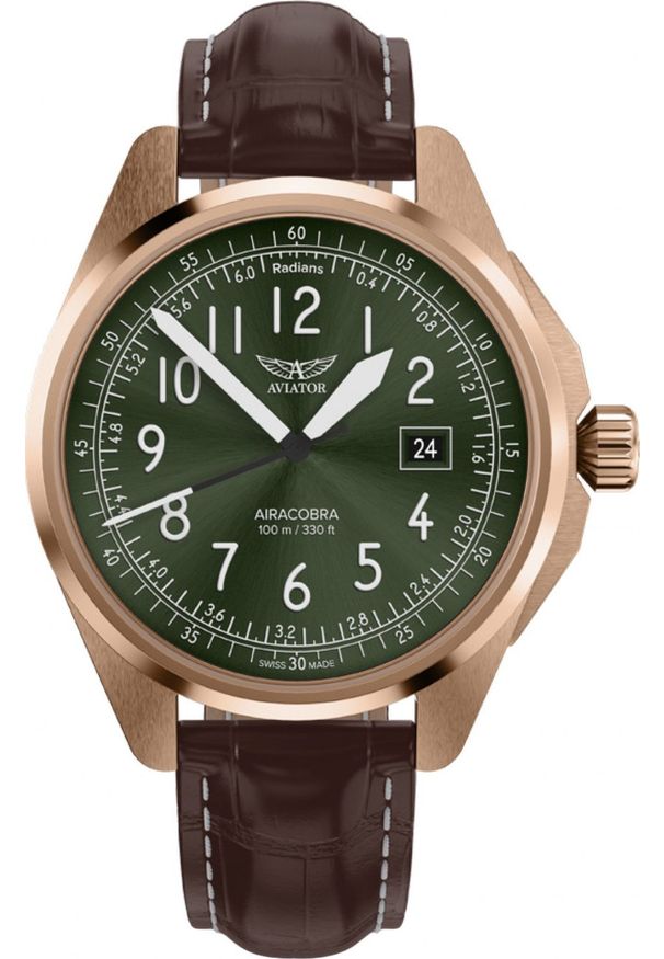 AVIATOR - Zegarek Aviator Zegarek męski Aviator V.1.38.2.324.4 brązowy. Kolor: brązowy