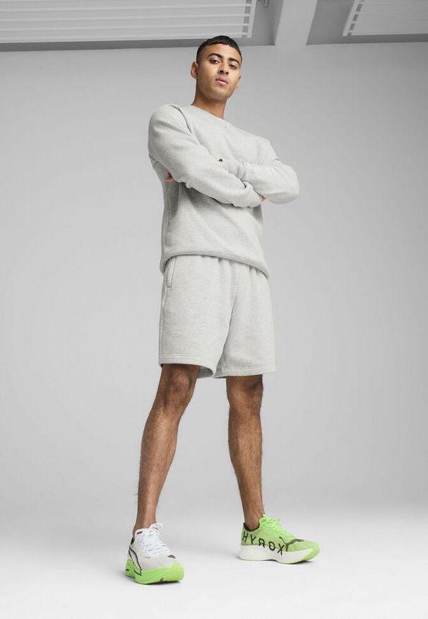 Puma - Męskie szorty dresowe PUMA × HYROX PUMA Light Gray Heather. Kolor: wielokolorowy, czarny, szary. Materiał: dresówka. Sport: fitness