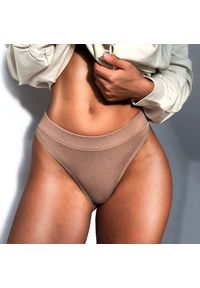 Intica - Figi damskie prążkowane z elastycznym pasem Milan. Kolor: brązowy. Materiał: prążkowany #2