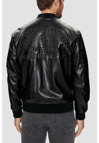 Guess - GUESS Skórzany bomber męski District Faux Leather Bomber, Rozmiar XXL. Typ kołnierza: kołnierzyk stójkowy. Kolor: czarny. Materiał: skóra. Styl: elegancki, klasyczny #6