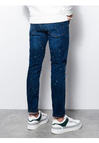 Ombre Clothing - Spodnie męskie jeansowe SKINNY FIT - niebieskie V2 P1063 - XL. Kolor: niebieski. Materiał: jeans. Wzór: aplikacja #6