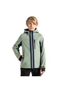 Kurtka turystyczna dla dzieci Lemon Explore WL5 wodoodporna softshell. Kolor: zielony. Materiał: poliester, elastan