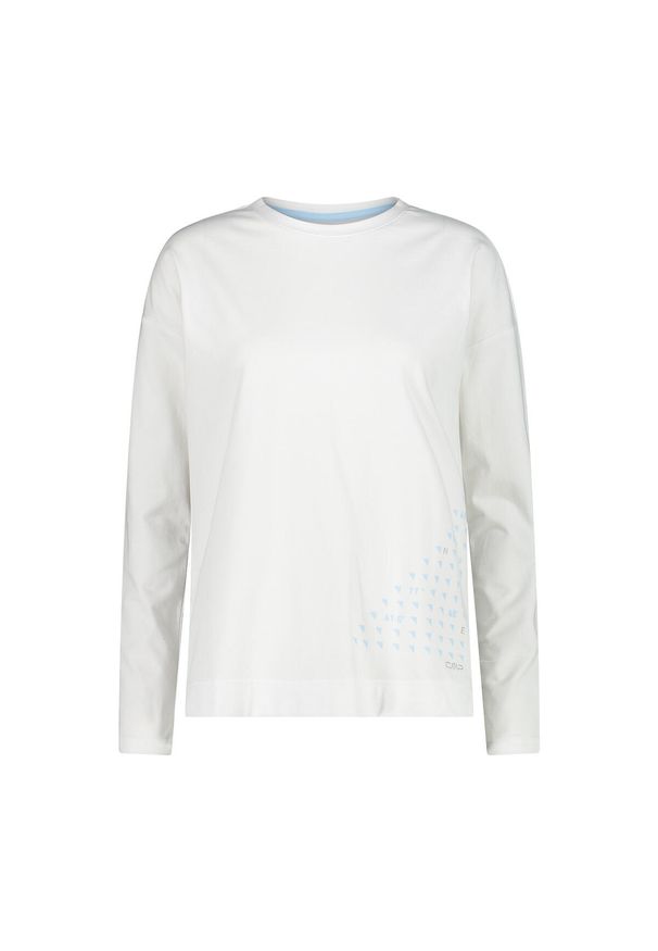 Koszulka turystyczna damska CMP Fleece Pullover. Kolor: niebieski, wielokolorowy, biały. Materiał: poliester, bawełna, elastan. Długość rękawa: długi rękaw. Długość: długie