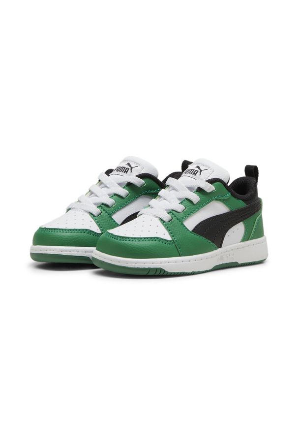 Puma - Sneakersy Rebound V6 Lo dla małych dzieci PUMA White Black Archive Green. Kolor: biały, zielony, czarny, wielokolorowy