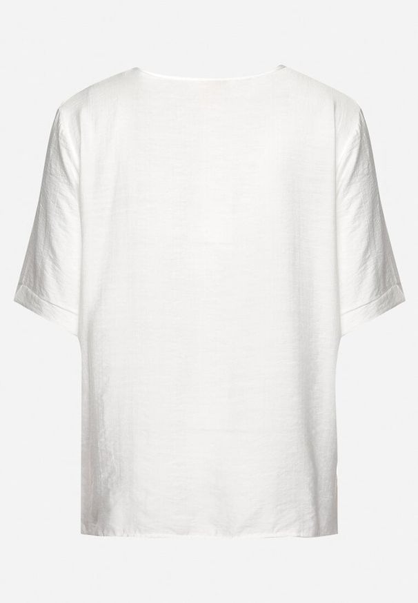 Born2be - Biały Bawełniany T-shirt z Nadrukiem i Kieszonką Lovelina. Kolor: biały. Materiał: bawełna. Wzór: nadruk. Styl: elegancki, klasyczny