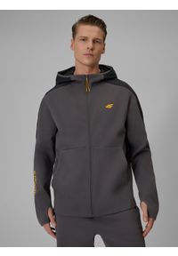 4f - 4F Bluza dresowa regular z kapturem męska - szara L. Okazja: na co dzień. Typ kołnierza: kaptur. Kolor: szary. Materiał: dresówka. Styl: casual #1