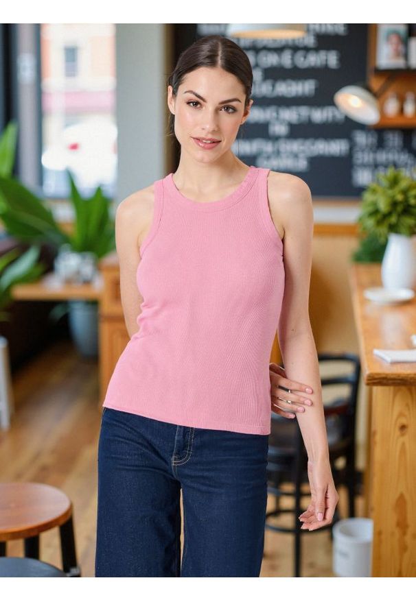 Sinsay - Tank top - różowy. Kolor: różowy