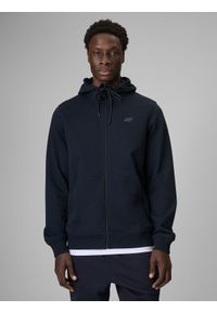4f - 4F Bluza dresowa regular z kapturem męska - granatowa XL. Okazja: na co dzień. Typ kołnierza: kaptur. Kolor: niebieski. Materiał: dresówka. Styl: casual, sportowy #1