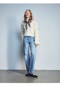 Reserved - Jeansy z paskiem - turkusowy. Kolor: turkusowy #1